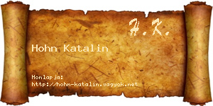 Hohn Katalin névjegykártya